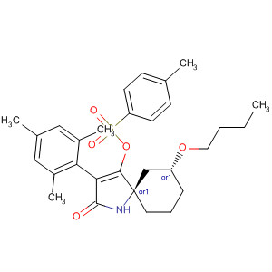 872845-94-8  1-Azaspiro[4.5]dec-3-en-2-one,7-butoxy-4-[[(4-methylphenyl)sulfonyl]oxy]-3-(2,4,6-trimethylphenyl)-,(5R,7R)-rel-