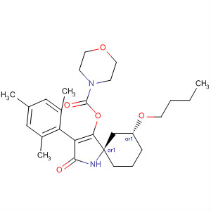 872845-98-2  4-Morpholinecarboxylic acid,(5R,7R)-7-butoxy-2-oxo-3-(2,4,6-trimethylphenyl)-1-azaspiro[4.5]dec-3-en-4-yl ester, rel-