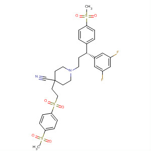 872849-77-9  4-Piperidinecarbonitrile,1-[(3R)-3-(3,5-difluorophenyl)-3-[4-(methylsulfonyl)phenyl]propyl]-4-[2-[[4-(methylsulfonyl)phenyl]sulfonyl]ethyl]-