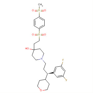 872849-85-9  4-Piperidinol,1-[(3R)-3-(3,5-difluorophenyl)-3-(tetrahydro-2H-pyran-4-yl)propyl]-4-[2-[[4-(methylsulfonyl)phenyl]sulfonyl]ethyl]-
