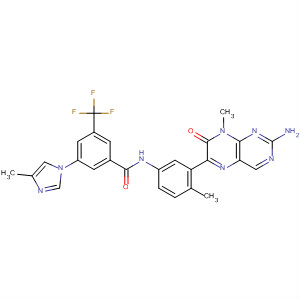 872856-24-1  Benzamide,N-[3-(2-amino-7,8-dihydro-8-methyl-7-oxo-6-pteridinyl)-4-methylphenyl]-3-(4-methyl-1H-imidazol-1-yl)-5-(trifluoromethyl)-
