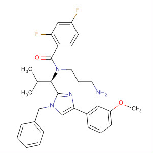 872874-76-5  Benzamide,N-(3-aminopropyl)-2,4-difluoro-N-[(1R)-1-[4-(3-methoxyphenyl)-1-(phenylmethyl)-1H-imidazol-2-yl]-2-methylpropyl]-