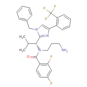 872875-18-8  Benzamide,N-(3-aminopropyl)-2,4-difluoro-N-[(1R)-2-methyl-1-[1-(phenylmethyl)-4-[2-(trifluoromethyl)phenyl]-1H-imidazol-2-yl]propyl]-