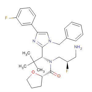872879-05-5  2-Furancarboxamide,N-[(2R)-3-amino-2-fluoropropyl]-N-[(1R)-1-[4-(3-fluorophenyl)-1-(phenylmethyl)-1H-imidazol-2-yl]-2,2-dimethylpropyl]tetrahydro-, (2S)-