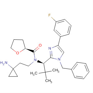 872879-49-7  2-Furancarboxamide,N-[2-(1-aminocyclopropyl)ethyl]-N-[(1R)-1-[4-(3-fluorophenyl)-1-(phenylmethyl)-1H-imidazol-2-yl]-2,2-dimethylpropyl]tetrahydro-, (2S)-