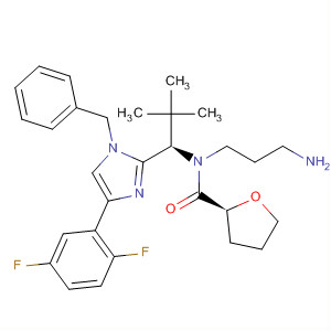 872879-79-3  2-Furancarboxamide,N-(3-aminopropyl)-N-[(1R)-1-[4-(2,5-difluorophenyl)-1-(phenylmethyl)-1H-imidazol-2-yl]-2,2-dimethylpropyl]tetrahydro-, (2S)-