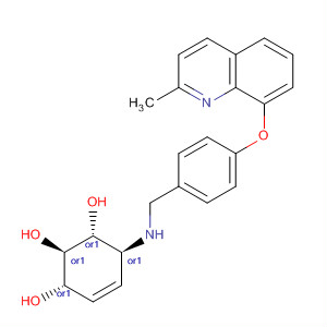 872977-09-8  4-Cyclohexene-1,2,3-triol,6-[[[4-[(2-methyl-8-quinolinyl)oxy]phenyl]methyl]amino]-,(1R,2R,3S,6S)-rel-