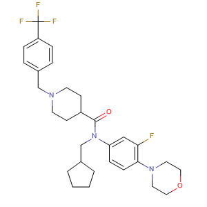 872991-95-2  4-Piperidinecarboxamide,N-(cyclopentylmethyl)-N-[3-fluoro-4-(4-morpholinyl)phenyl]-1-[[4-(trifluoromethyl)phenyl]methyl]-