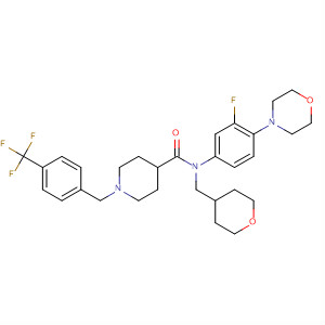 872992-00-2  4-Piperidinecarboxamide,N-[3-fluoro-4-(4-morpholinyl)phenyl]-N-[(tetrahydro-2H-pyran-4-yl)methyl]-1-[[4-(trifluoromethyl)phenyl]methyl]-