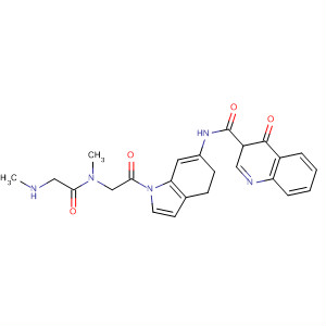 873050-44-3  3-Quinolinecarboxamide,1,4-dihydro-N-[1-[[methyl[(methylamino)acetyl]amino]acetyl]-1H-indol-6-yl]-4-oxo-