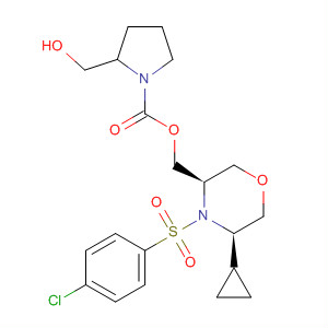 873064-31-4  1-Pyrrolidinecarboxylic acid, 2-(hydroxymethyl)-,[(3R,5R)-4-[(4-chlorophenyl)sulfonyl]-5-cyclopropyl-3-morpholinyl]methylester, (2S)-