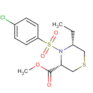 873065-75-9  3-Thiomorpholinecarboxylic acid, 4-[(4-chlorophenyl)sulfonyl]-5-ethyl-,methyl ester, (3S,5R)-