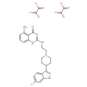 873107-56-3  4(1H)-Quinazolinone,2-[[2-[4-(6-fluoro-1H-indazol-3-yl)-1-piperidinyl]ethyl]amino]-5-methyl-,ethanedioate (1:2)
