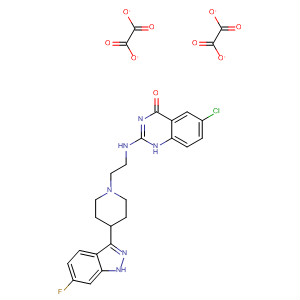 873107-59-6  4(1H)-Quinazolinone,6-chloro-2-[[2-[4-(6-fluoro-1H-indazol-3-yl)-1-piperidinyl]ethyl]amino]-,ethanedioate (1:2)