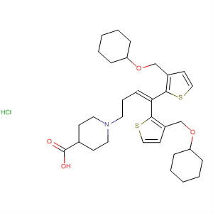 873195-34-7  4-Piperidinecarboxylic acid,1-[4,4-bis[3-[(cyclohexyloxy)methyl]-2-thienyl]-3-butenyl]-, hydrochloride