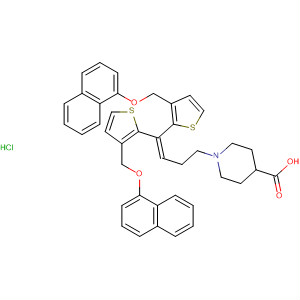 873195-43-8  4-Piperidinecarboxylic acid,1-[4,4-bis[3-[(1-naphthalenyloxy)methyl]-2-thienyl]-3-butenyl]-,hydrochloride