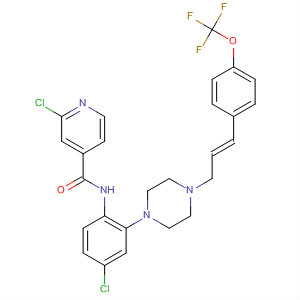 869937-23-5  4-Pyridinecarboxamide,2-chloro-N-[4-chloro-2-[4-[(2E)-3-[4-(trifluoromethoxy)phenyl]-2-propenyl]-1-piperazinyl]phenyl]-