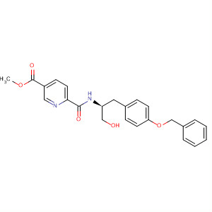 870450-03-6  3-Pyridinecarboxylic acid,6-[[[(1S)-1-(hydroxymethyl)-2-[4-(phenylmethoxy)phenyl]ethyl]amino]carbonyl]-, methyl ester