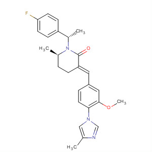870851-76-6  2-Piperidinone,1-[(1S)-1-(4-fluorophenyl)ethyl]-3-[[3-methoxy-4-(4-methyl-1H-imidazol-1-yl)phenyl]methylene]-6-methyl-, (3E,6R)-