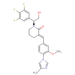 870852-75-8  2-Piperidinone,1-[(1S)-2-hydroxy-1-(3,4,5-trifluorophenyl)ethyl]-3-[[3-methoxy-4-(4-methyl-1H-imidazol-1-yl)phenyl]methylene]-, (3E)-