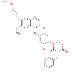 870961-07-2  2-Naphthalenecarboxylic acid,3-[[4-[[6-methoxy-7-(2-methoxyethoxy)-4-quinazolinyl]amino]-3,6-dioxo-1,4-cyclohexadien-1-yl]oxy]-, methyl ester