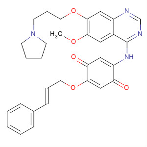 870962-18-8  2,5-Cyclohexadiene-1,4-dione,2-[[6-methoxy-7-[3-(1-pyrrolidinyl)propoxy]-4-quinazolinyl]amino]-5-[[(2E)-3-phenyl-2-propenyl]oxy]-