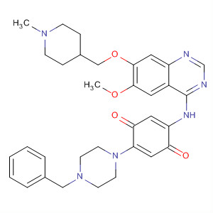 870962-23-5  2,5-Cyclohexadiene-1,4-dione,2-[[6-methoxy-7-[(1-methyl-4-piperidinyl)methoxy]-4-quinazolinyl]amino]-5-[4-(phenylmethyl)-1-piperazinyl]-