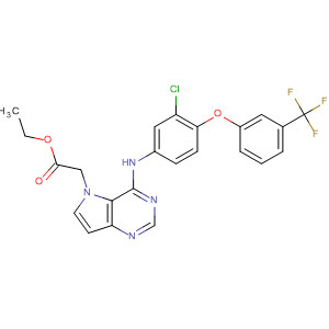 871027-43-9  5H-Pyrrolo[3,2-d]pyrimidine-5-acetic acid,4-[[3-chloro-4-[3-(trifluoromethyl)phenoxy]phenyl]amino]-, ethyl ester