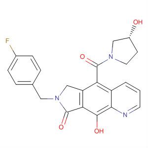 871470-41-6  3-Pyrrolidinol,1-[[7-[(4-fluorophenyl)methyl]-7,8-dihydro-9-hydroxy-8-oxo-6H-pyrrolo[3,4-g]quinolin-5-yl]carbonyl]-, (3R)-