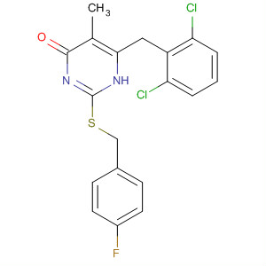 872422-37-2  4(1H)-Pyrimidinone,6-[(2,6-dichlorophenyl)methyl]-2-[[(4-fluorophenyl)methyl]thio]-5-methyl-