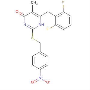 872422-58-7  4(1H)-Pyrimidinone,6-[(2,6-difluorophenyl)methyl]-5-methyl-2-[[(4-nitrophenyl)methyl]thio]-