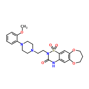 101389-34-8  2-{2-[4-(2-methoxyphenyl)piperazin-1-yl]ethyl}-8,9-dihydro-2H,7H-[1,4]dioxepino[2,3-g][1,2,4]benzothiadiazin-3(4H)-one 1,1-dioxide