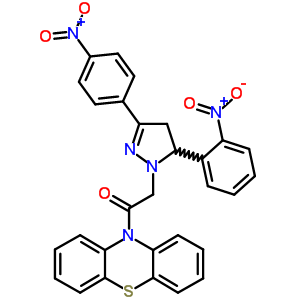 78807-70-2  10-{[5-(2-nitrophenyl)-3-(4-nitrophenyl)-4,5-dihydro-1H-pyrazol-1-yl]acetyl}-10H-phenothiazine