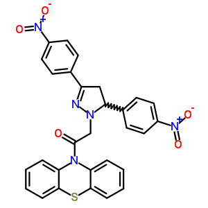 78807-71-3  10-{[3,5-bis(4-nitrophenyl)-4,5-dihydro-1H-pyrazol-1-yl]acetyl}-10H-phenothiazine