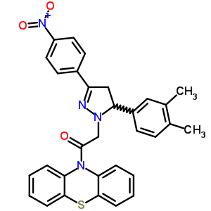 78807-74-6  10-{[5-(3,4-dimethylphenyl)-3-(4-nitrophenyl)-4,5-dihydro-1H-pyrazol-1-yl]acetyl}-10H-phenothiazine