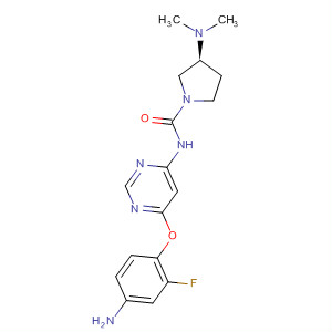 864247-23-4  1-Pyrrolidinecarboxamide,N-[6-(4-amino-2-fluorophenoxy)-4-pyrimidinyl]-3-(dimethylamino)-, (3S)-