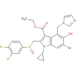 865171-53-5  1H-Indole-3-carboxylic acid,6-bromo-1-cyclopropyl-2-[[(3,4-difluorophenyl)sulfinyl]methyl]-5-hydroxy-4-(1H-imidazol-1-ylmethyl)-, ethyl ester