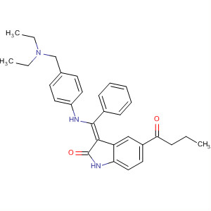 865261-63-8  2H-Indol-2-one,3-[[[4-[(diethylamino)methyl]phenyl]amino]phenylmethylene]-1,3-dihydro-5-(1-oxobutyl)-, (3Z)-