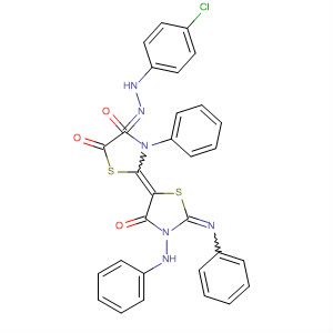 865809-80-9  4,5-Thiazolidinedione,2-[4-oxo-3-(phenylamino)-2-(phenylimino)-5-thiazolidinylidene]-3-phenyl-, 4-[(4-chlorophenyl)hydrazone]