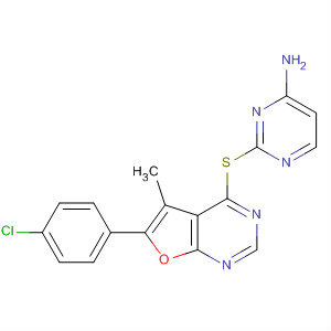 866182-98-1  4-Pyrimidinamine,2-[[6-(4-chlorophenyl)-5-methylfuro[2,3-d]pyrimidin-4-yl]thio]-
