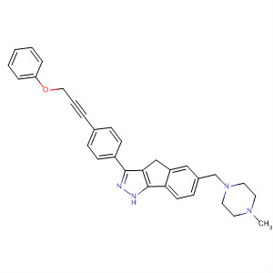 866850-82-0  Indeno[1,2-c]pyrazole,1,4-dihydro-6-[(4-methyl-1-piperazinyl)methyl]-3-[4-(3-phenoxy-1-propynyl)phenyl]-