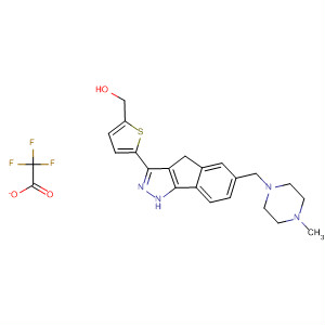 866852-65-5  2-Thiophenemethanol,5-[1,4-dihydro-6-[(4-methyl-1-piperazinyl)methyl]indeno[1,2-c]pyrazol-3-yl]-, trifluoroacetate (salt)