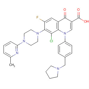 866955-11-5  3-Quinolinecarboxylic acid,8-chloro-6-fluoro-1,4-dihydro-7-[4-(6-methyl-2-pyridinyl)-1-piperazinyl]-4-oxo-1-[4-(1-pyrrolidinylmethyl)phenyl]-