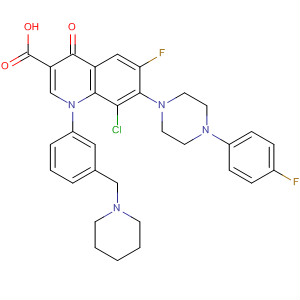 866955-82-0  3-Quinolinecarboxylic acid,8-chloro-6-fluoro-7-[4-(4-fluorophenyl)-1-piperazinyl]-1,4-dihydro-4-oxo-1-[3-(1-piperidinylmethyl)phenyl]-