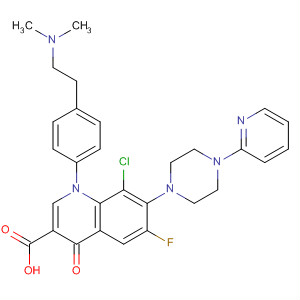 866955-84-2  3-Quinolinecarboxylic acid,8-chloro-1-[4-[2-(dimethylamino)ethyl]phenyl]-6-fluoro-1,4-dihydro-4-oxo-7-[4-(2-pyridinyl)-1-piperazinyl]-