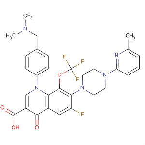 866956-50-5  3-Quinolinecarboxylic acid,1-[4-[(dimethylamino)methyl]phenyl]-6-fluoro-1,4-dihydro-7-[4-(6-methyl-2-pyridinyl)-1-piperazinyl]-4-oxo-8-(trifluoromethoxy)-