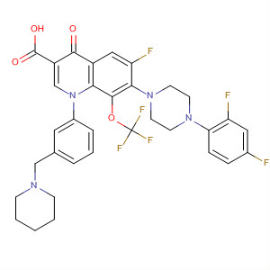 866956-69-6  3-Quinolinecarboxylic acid,7-[4-(2,4-difluorophenyl)-1-piperazinyl]-6-fluoro-1,4-dihydro-4-oxo-1-[3-(1-piperidinylmethyl)phenyl]-8-(trifluoromethoxy)-