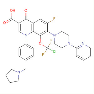 866956-73-2  3-Quinolinecarboxylic acid,8-(chlorodifluoromethoxy)-6-fluoro-1,4-dihydro-4-oxo-7-[4-(2-pyridinyl)-1-piperazinyl]-1-[4-(1-pyrrolidinylmethyl)phenyl]-