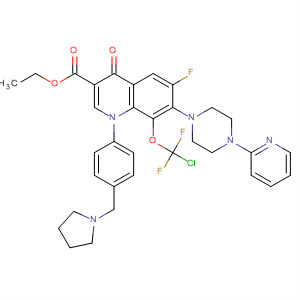 866956-74-3  3-Quinolinecarboxylic acid,8-(chlorodifluoromethoxy)-6-fluoro-1,4-dihydro-4-oxo-7-[4-(2-pyridinyl)-1-piperazinyl]-1-[4-(1-pyrrolidinylmethyl)phenyl]-, ethyl ester