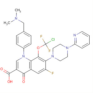 866956-81-2  3-Quinolinecarboxylic acid,8-(chlorodifluoromethoxy)-1-[4-[(dimethylamino)methyl]phenyl]-6-fluoro-1,4-dihydro-4-oxo-7-[4-(2-pyridinyl)-1-piperazinyl]-